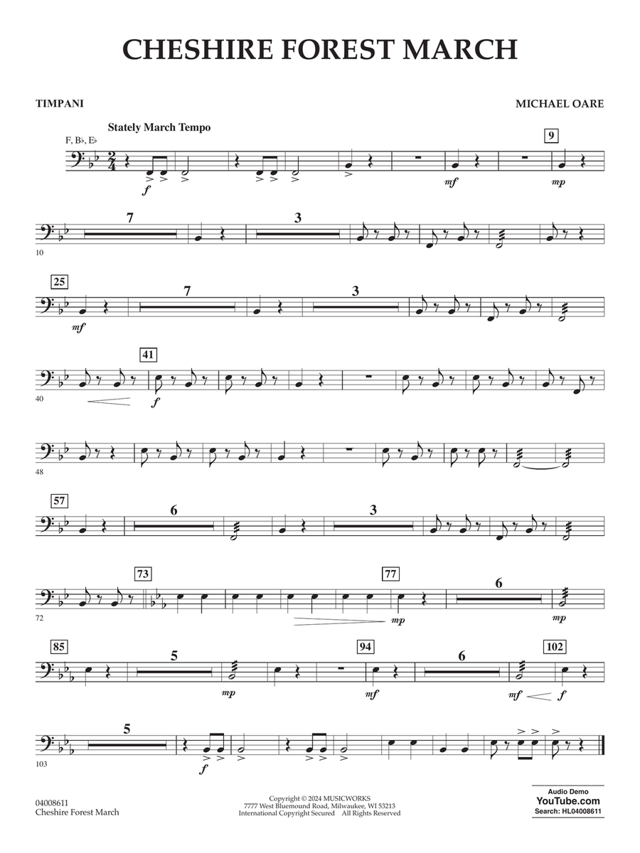 Cheshire Forest March - Timpani Concert Band scores gallery preview page 1