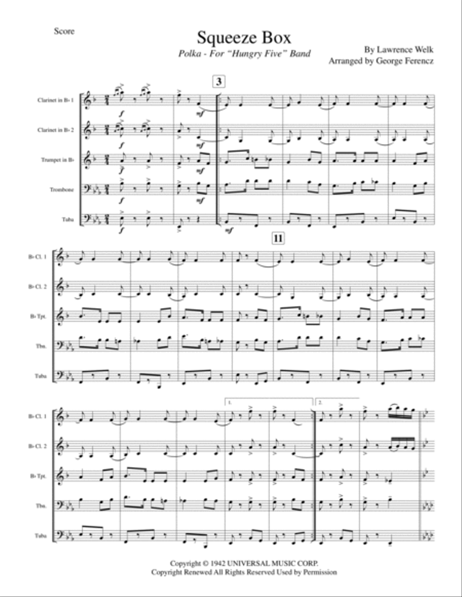 Squeeze Box Polka Clarinet scores gallery preview page 3