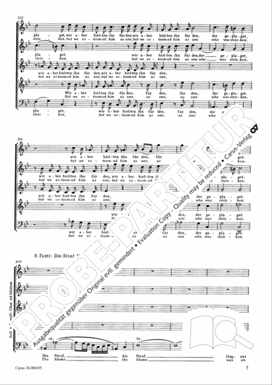 Behold, he carried all our sorrows (Furwahr, er trug unsere Krankheit) SSATB scores gallery preview page 6