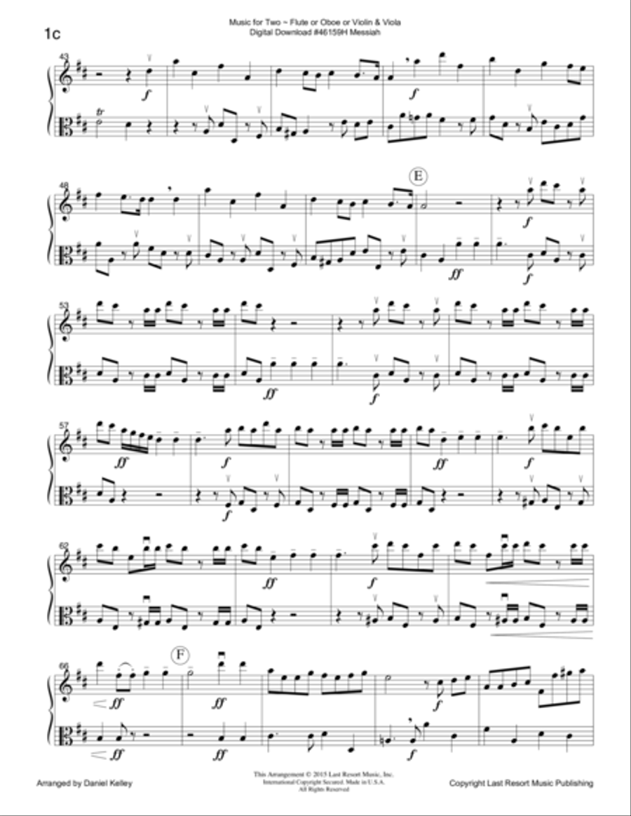 Handel's Messiah - Duet - for Flute or Oboe or Violin & Viola - Music for Two Small Ensemble scores gallery preview page 4