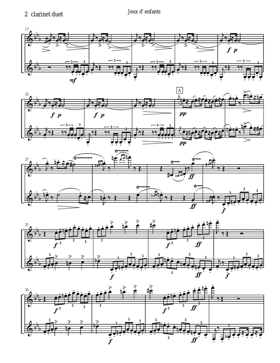 Children's Games Book for Clarinet Duet Clarinet Duet scores gallery preview page 4