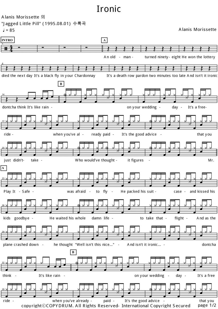 Ironic Drum Set scores gallery preview page 1