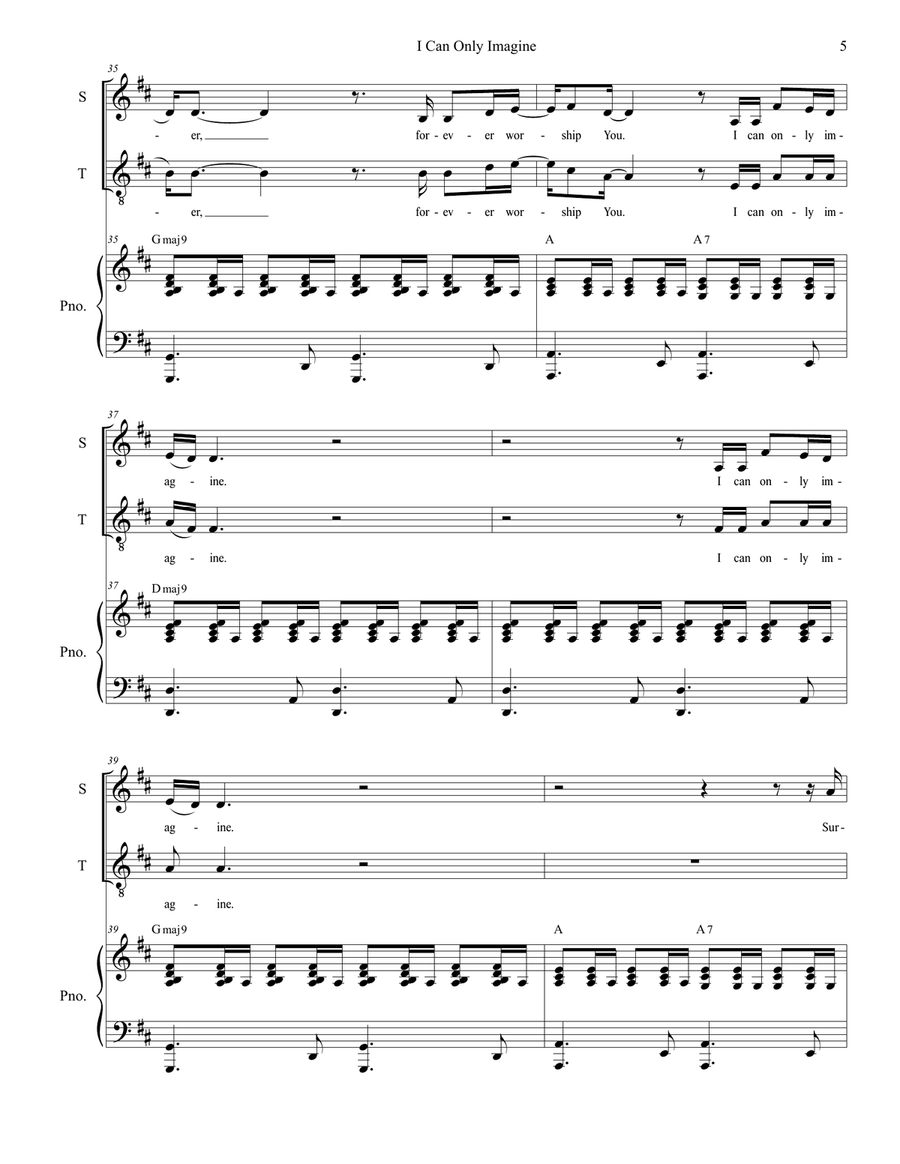 I Can Only Imagine Tenor Voice scores gallery preview page 5