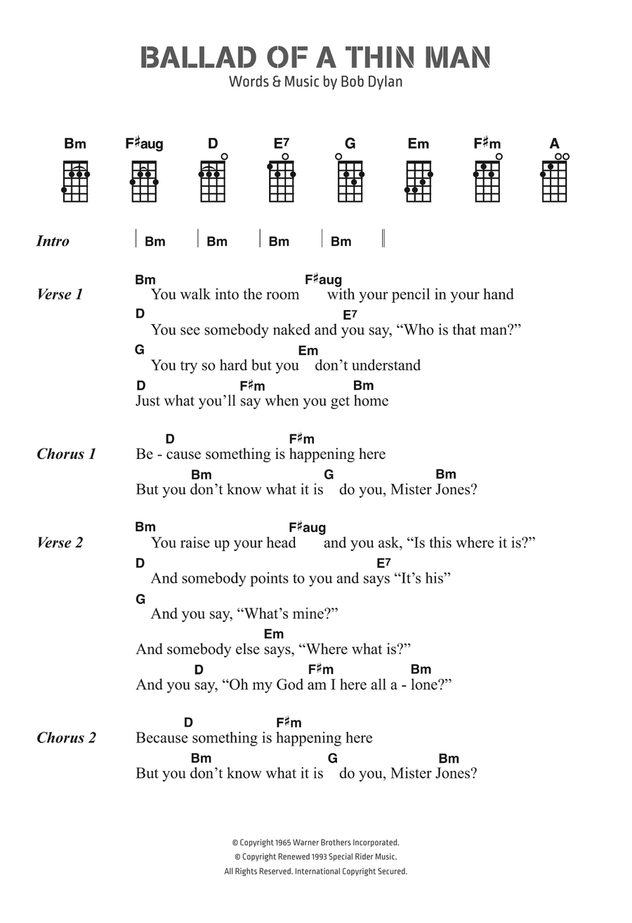 Ballad Of A Thin Man Piano, Vocal, Guitar scores gallery preview page 1