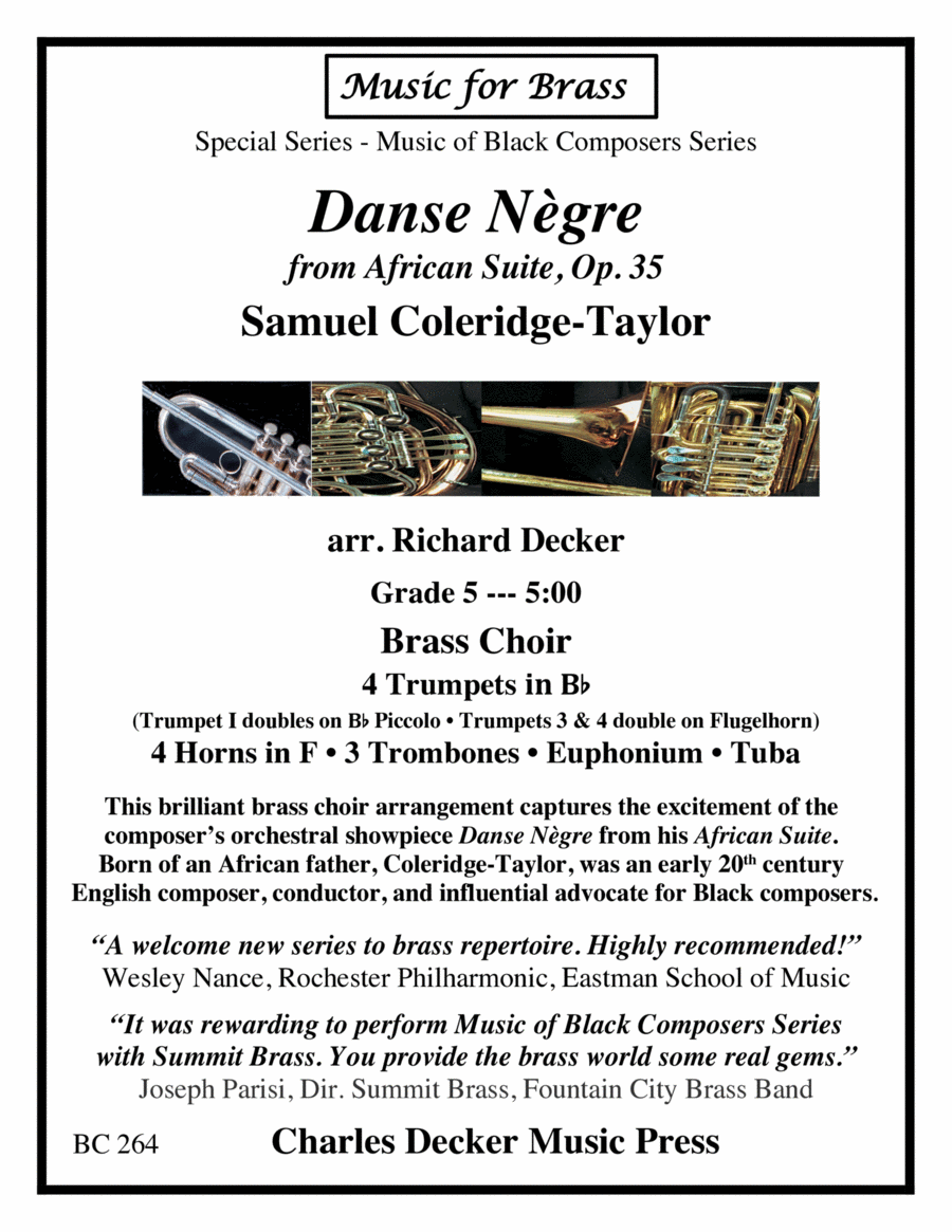 Danse Nègre from African Suite. Op. 35 for Brass Choir