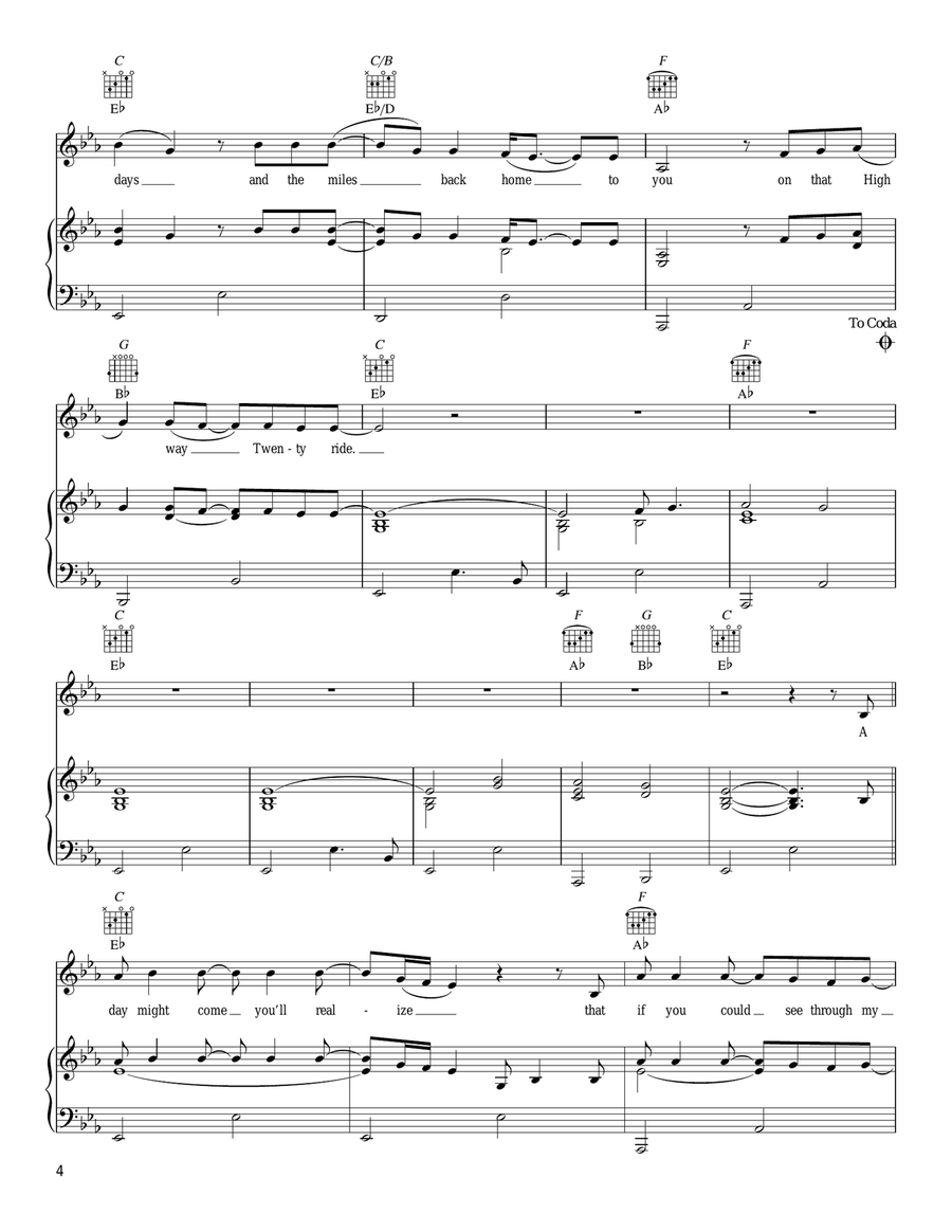 Highway 20 Ride Piano, Vocal, Guitar scores gallery preview page 4