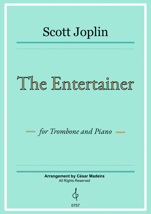 Book cover for The Entertainer by Joplin - Trombone and Piano (Full Score and Parts)