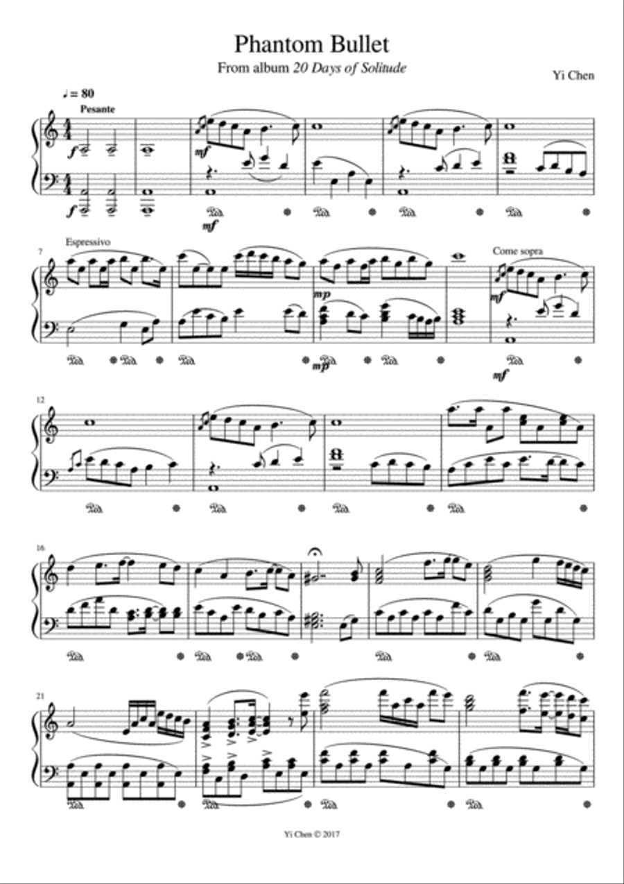 Phantom Bullet Piano Solo scores gallery preview page 1