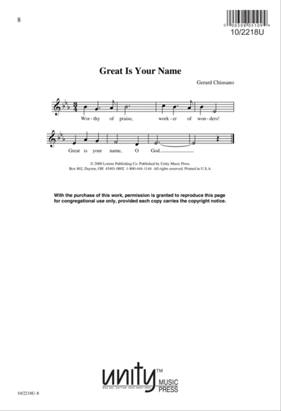 Great Is Your Name 4-Part scores gallery preview page 6