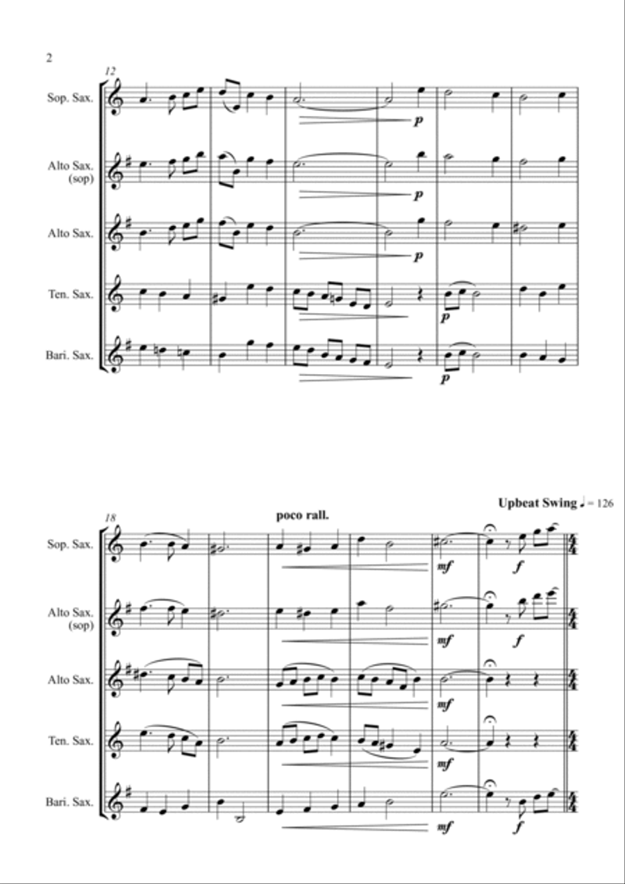 Coventry Carol - Jazz Carol for Saxophone Quartet Saxophone Quartet scores gallery preview page 2