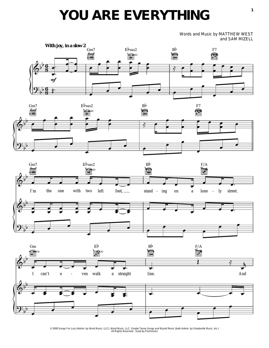 You Are Everything You Are Everything Piano, Vocal, Guitar scores gallery preview page 1