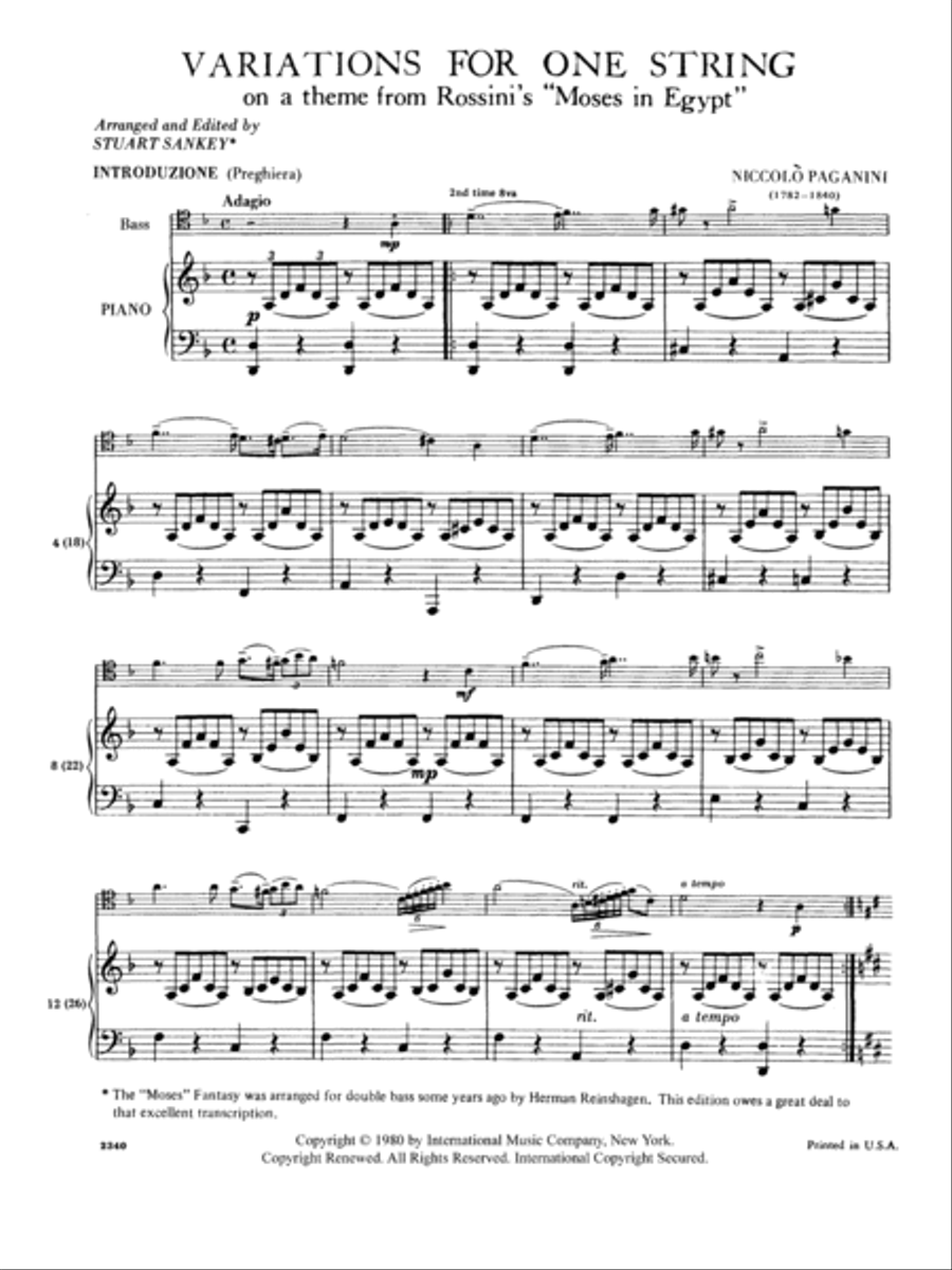 Variations On One String On A Theme From Moses By Rossini (Solo Tuning) Double Bass scores gallery preview page 2