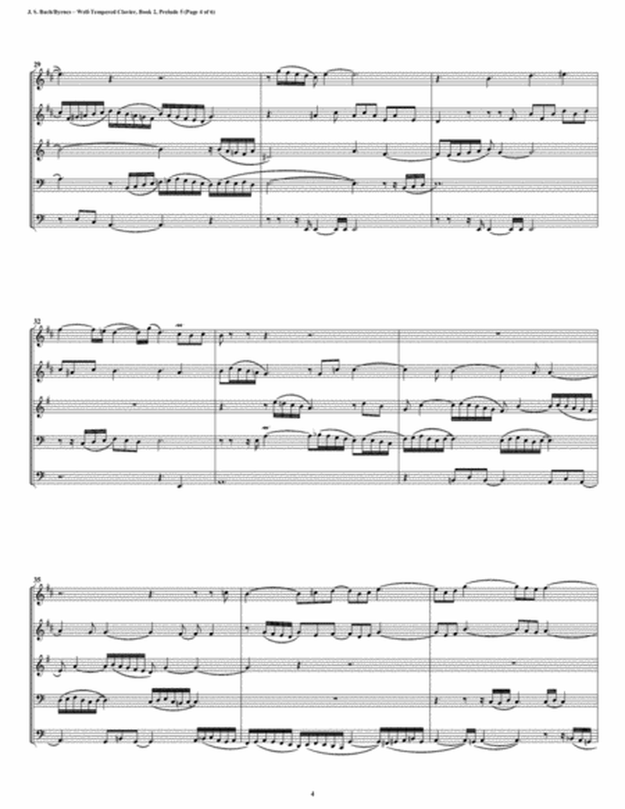 Prelude 05 from Well-Tempered Clavier, Book 2 (Conical Brass Quintet) image number null