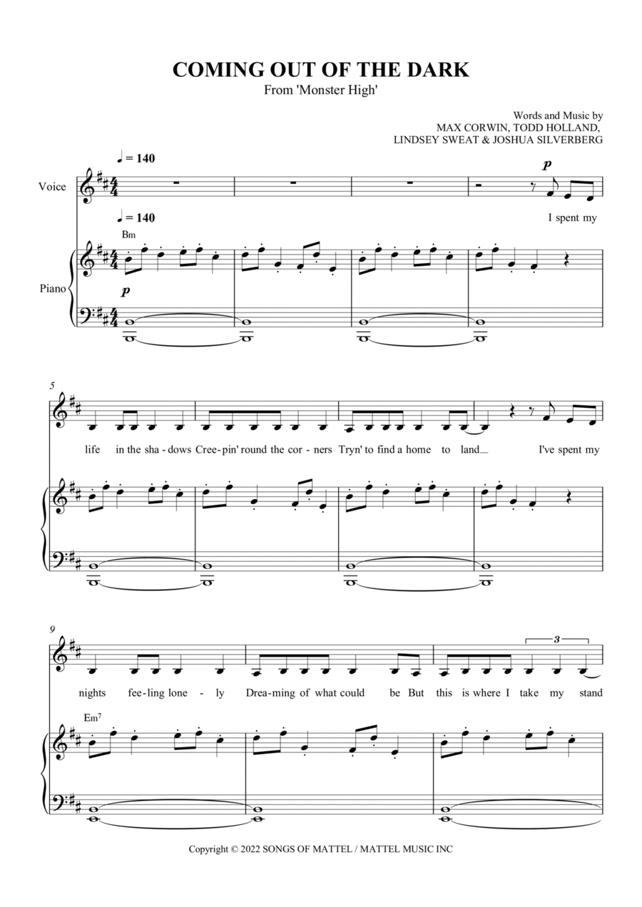 Coming Out Of The Dark Piano, Vocal, Guitar scores gallery preview page 1