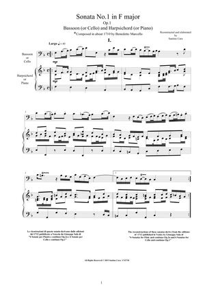 Marcello B - Sonata No.1 in F major Op.1 for Bassoon(Cello) and Harpsichord or Piano