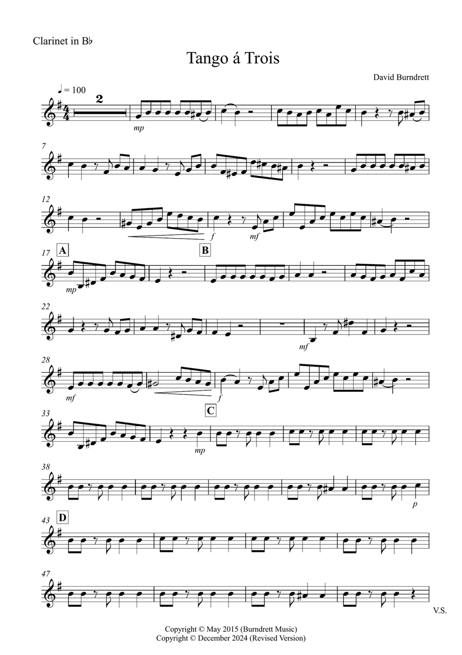 Tango a Trios for Clarinet, Violin and Double Bass Trio Small Ensemble scores gallery preview page 4