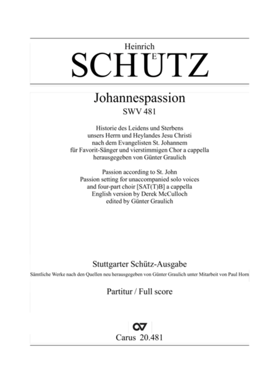 St. John Passion / The Passion of our Lord and Saviour Jesus Christ 4-Part scores gallery preview page 2