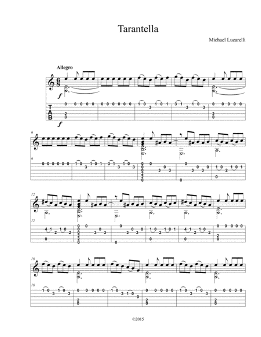Tarantella Guitar Tablature scores gallery preview page 1