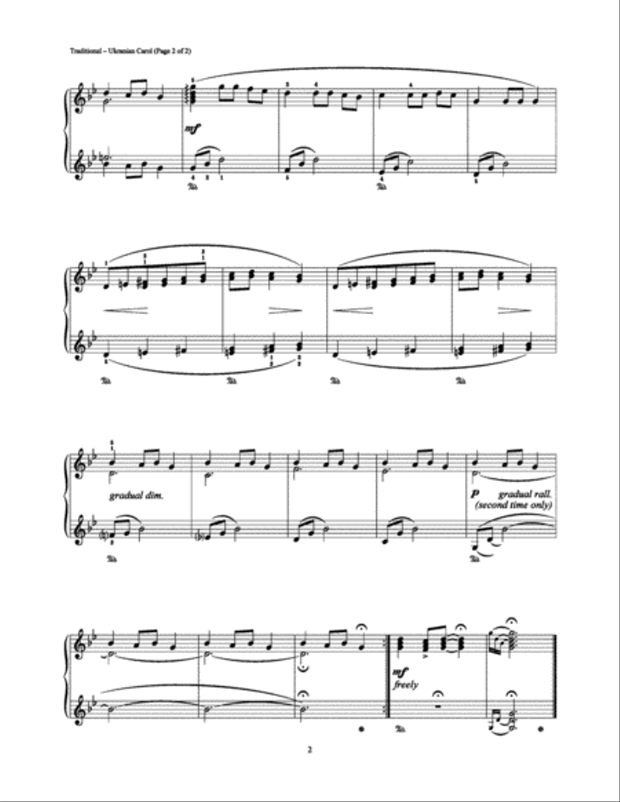 Ukranian Carol Piano Solo scores gallery preview page 2