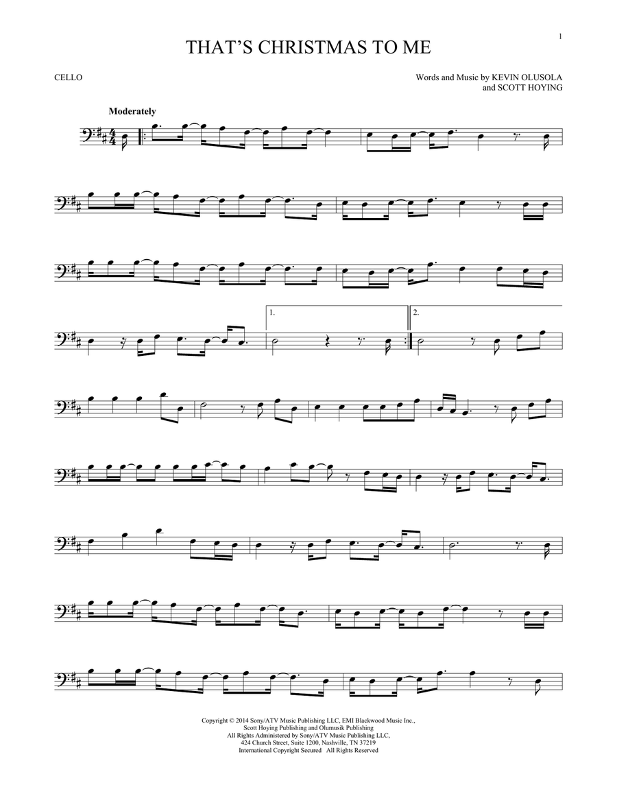 That's Christmas To Me Cello Solo scores gallery preview page 1