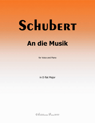 Book cover for An die Musik, by Schubert, in D flat Major