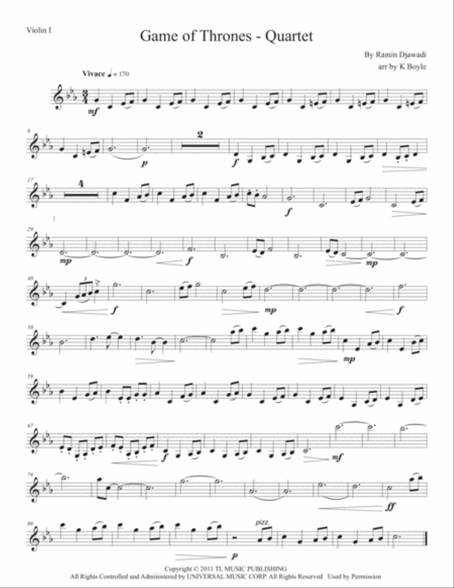Game Of Thrones String Quartet scores gallery preview page 5