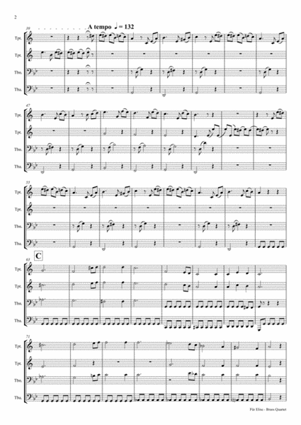 For Elise - Ludwig van Beethoven - Brass Quartet image number null