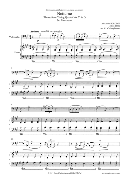 Notturno from Quartet No. 2: Trio - Cello & Piano image number null