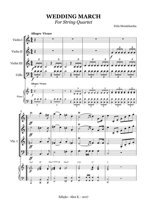Wedding March - For String Quartet and piano - with chords