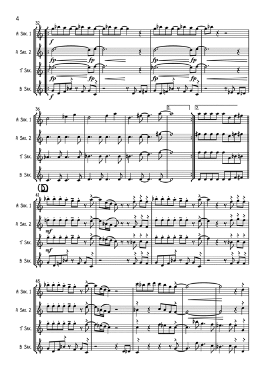 Lady Marmalade Saxophone Quartet scores gallery preview page 4