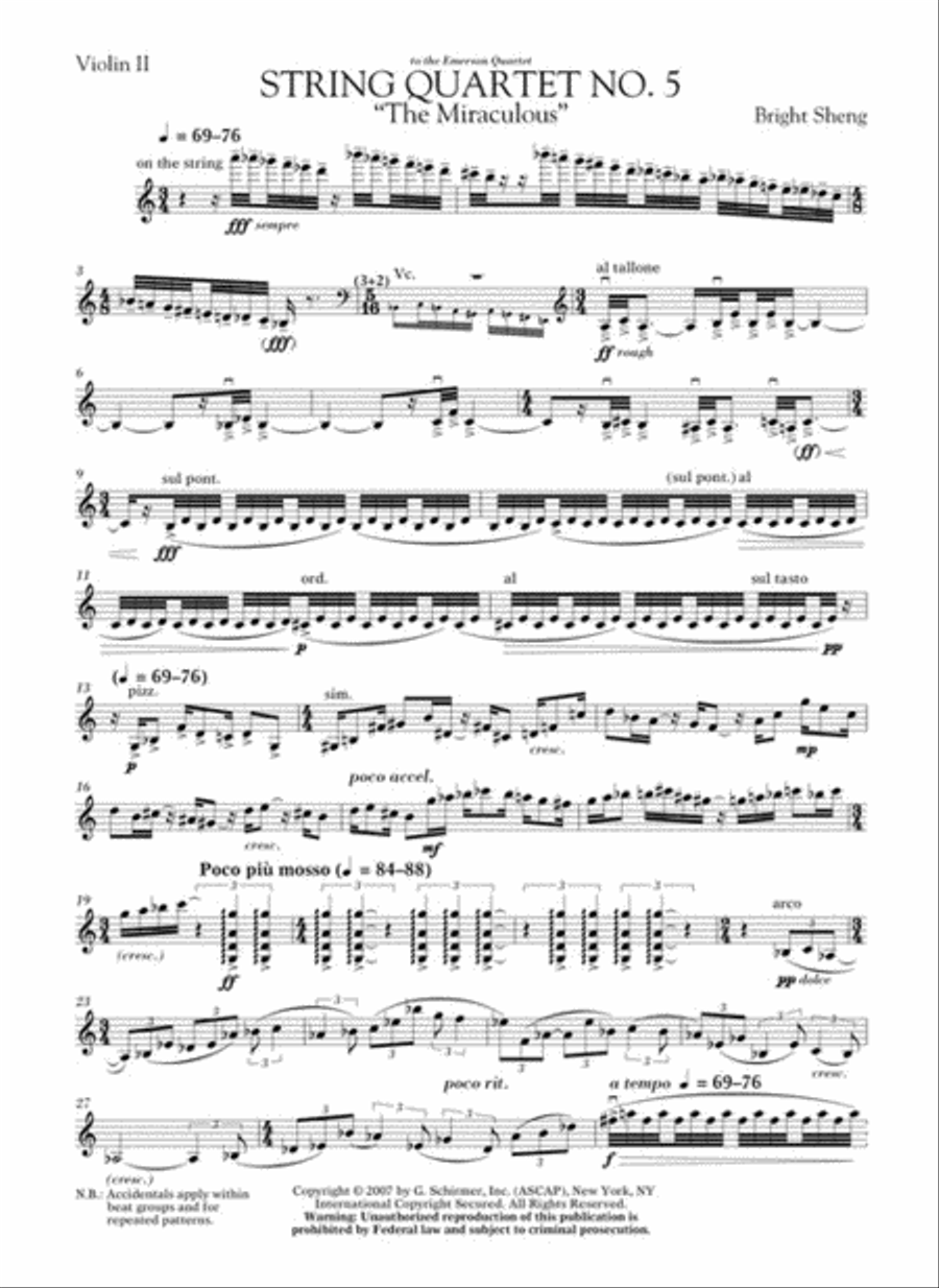 String Quartet No. 5 The Miraculous String Quartet scores gallery preview page 8