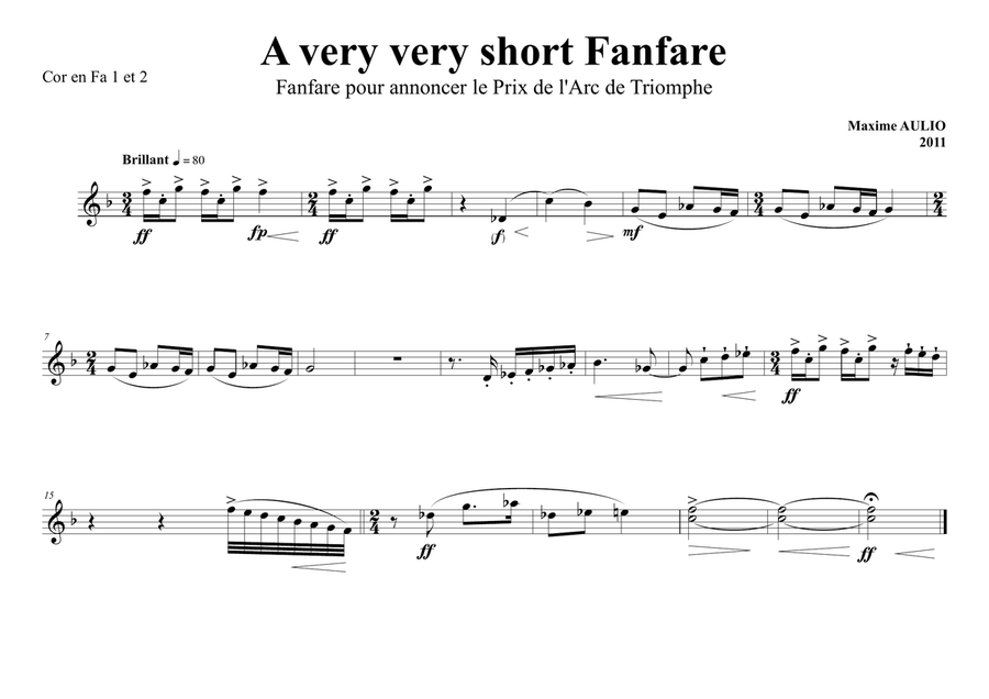 A very very short Fanfare, for brass - score and parts Small Ensemble scores gallery preview page 5