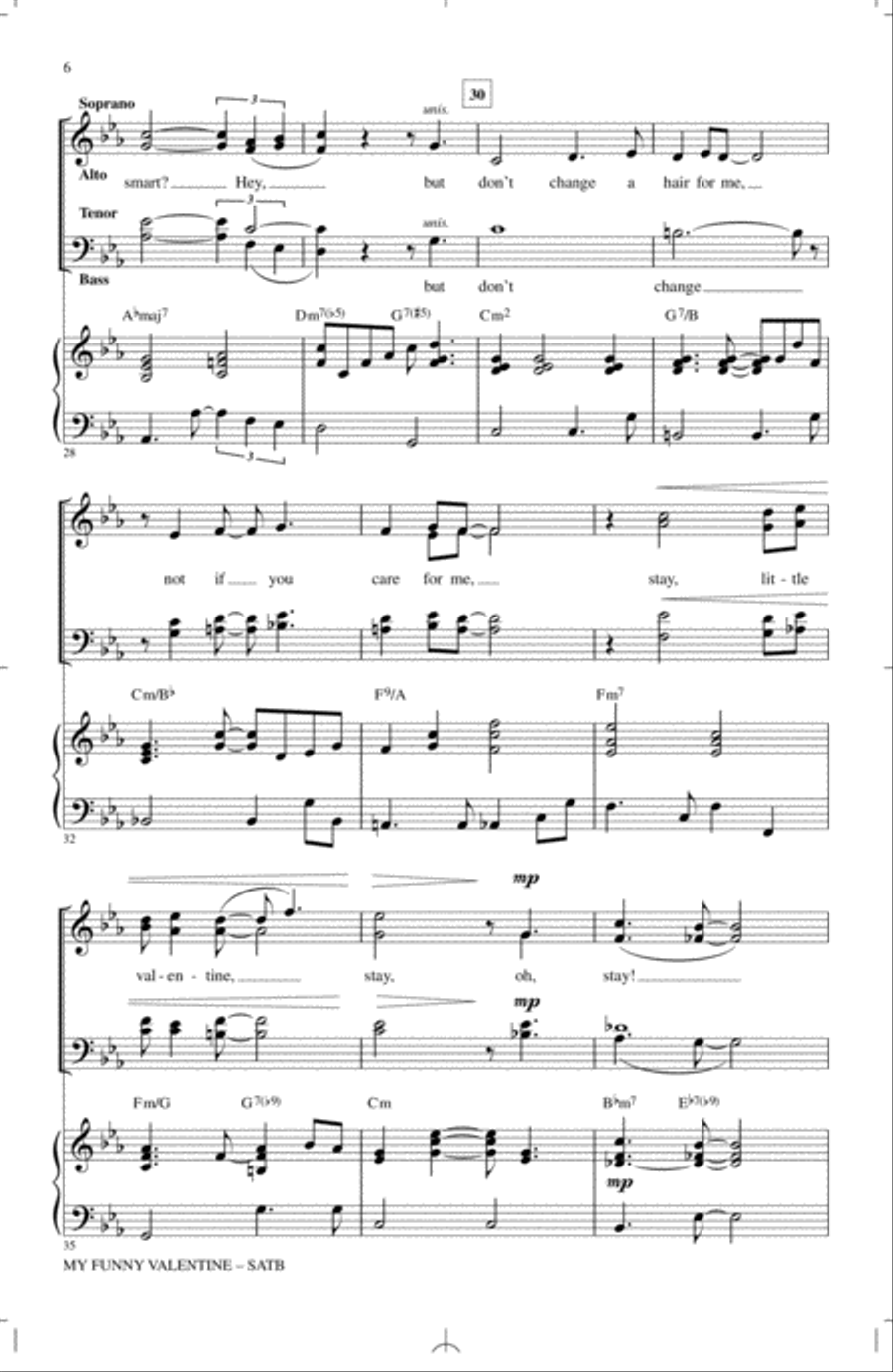 My Funny Valentine 4-Part scores gallery preview page 4