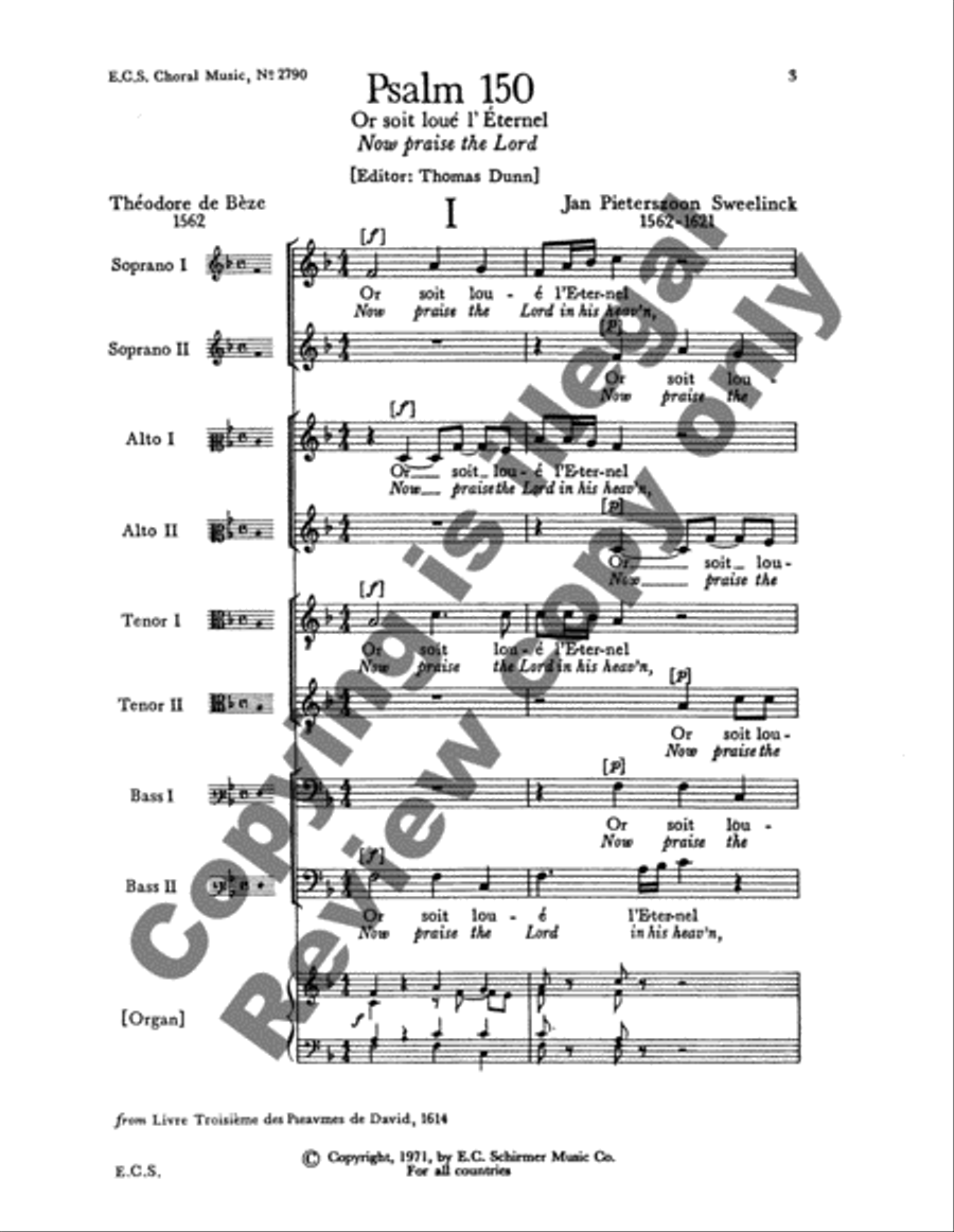 Psalm 150: Or soit loue l'Eternel (Now Praise the Lord) Divisi scores gallery preview page 3