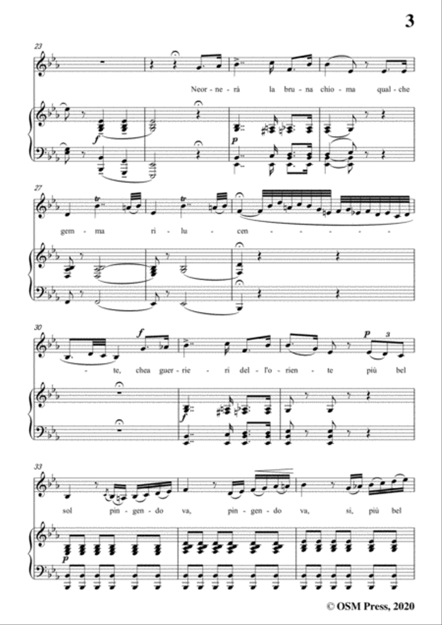 Donizetti-Ne ornera la bruna chioma,in E flat Major,for Voice and Piano Voice Solo scores gallery preview page 5