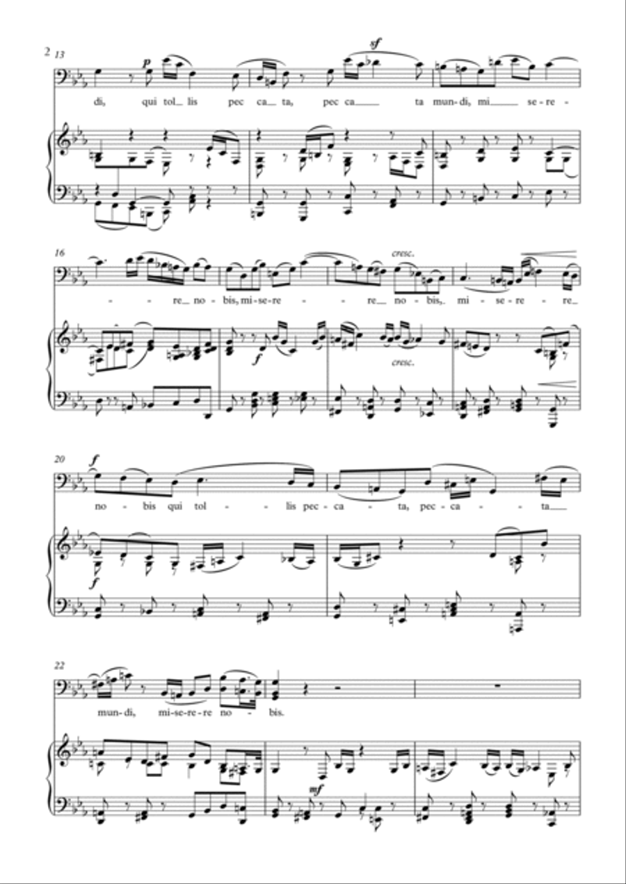 Aria (Agnus dei) from the Mass in B Minor (BACH) - Baritone Cm Piano, Vocal, Guitar scores gallery preview page 2