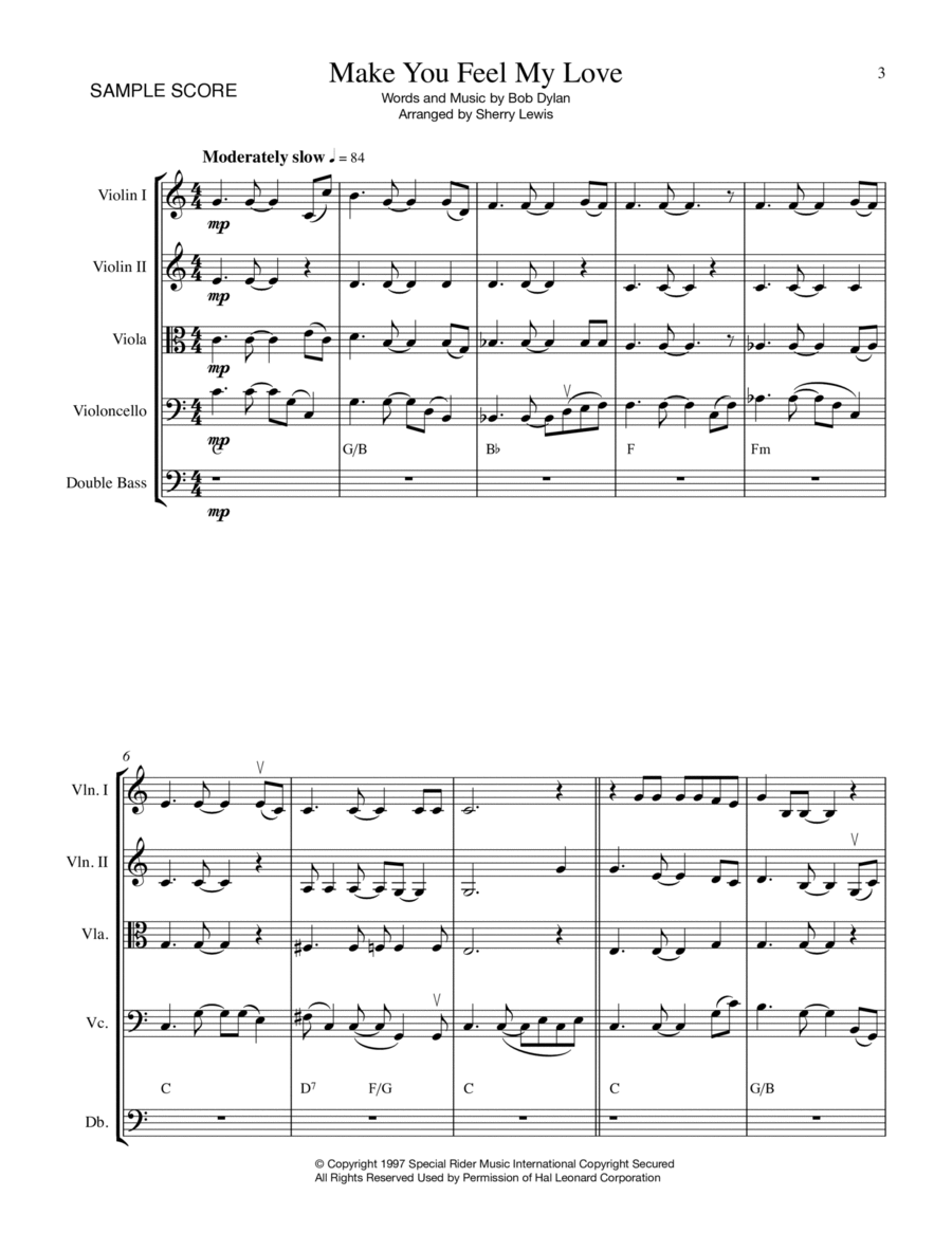 Make You Feel My Love String Quintet scores gallery preview page 1