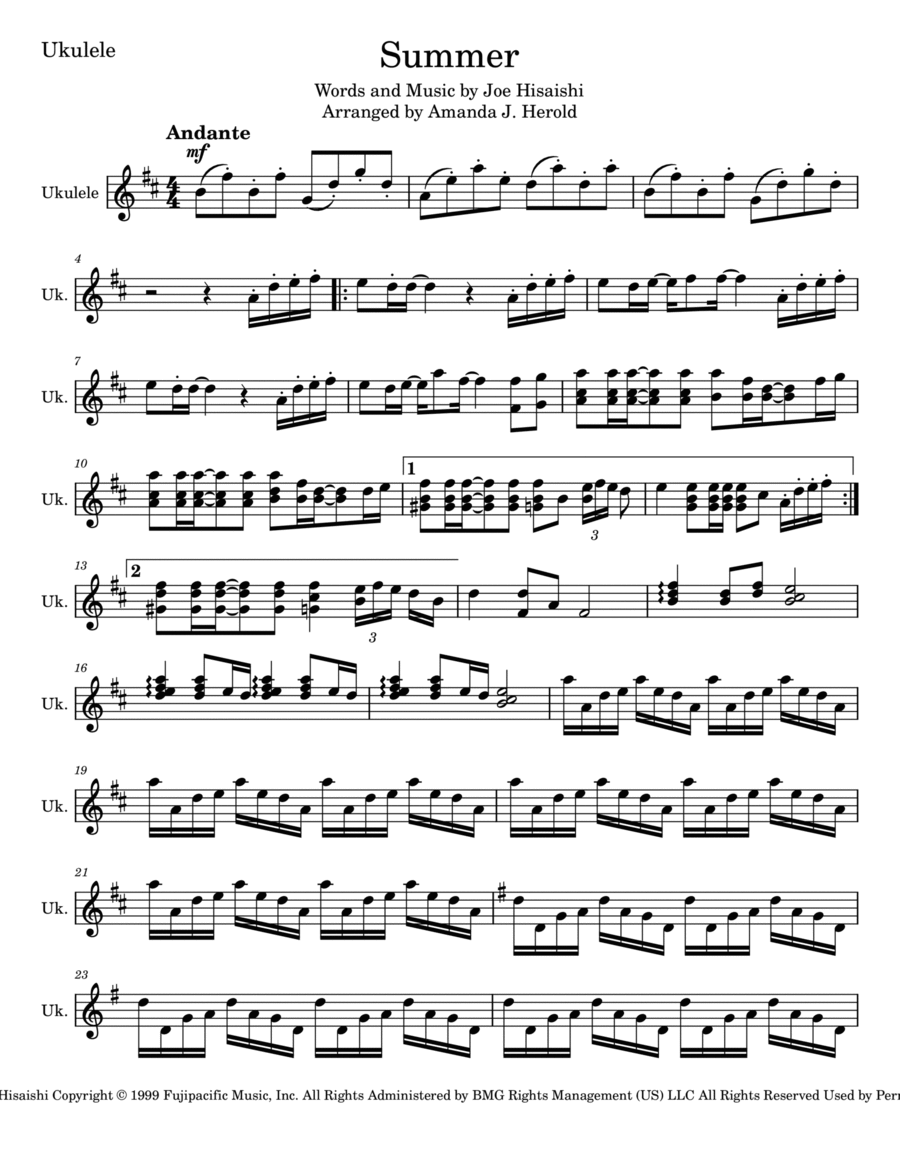 Summer Ukulele scores gallery preview page 1