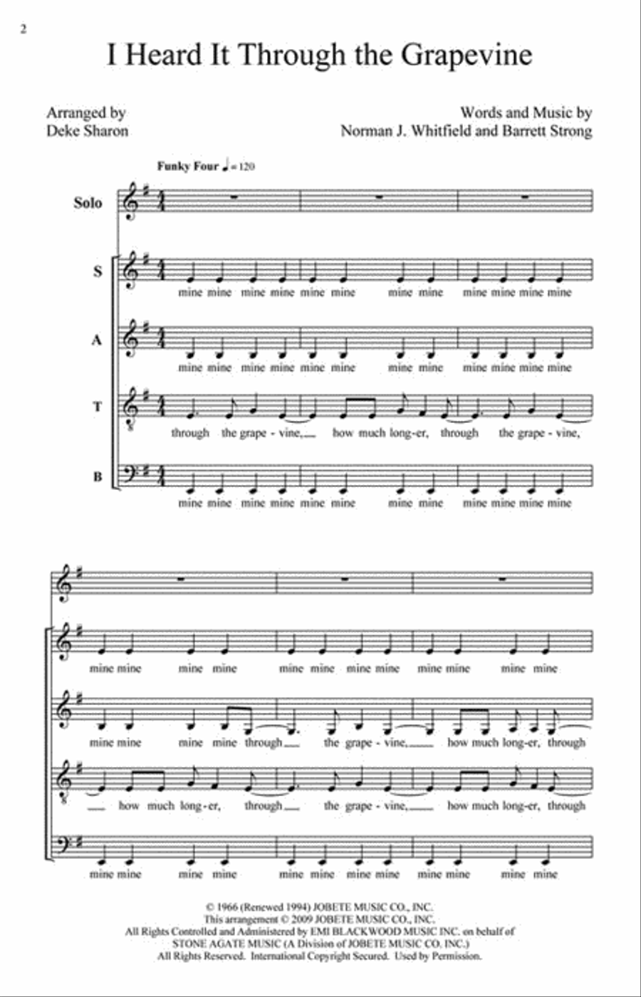 I Heard It Through the Grapevine 4-Part scores gallery preview page 2
