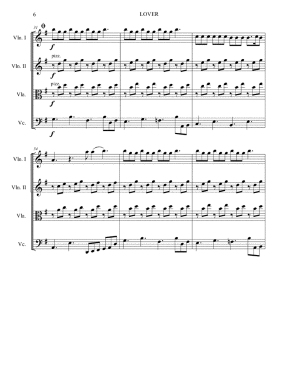 Lover Lover String Quartet scores gallery preview page 6