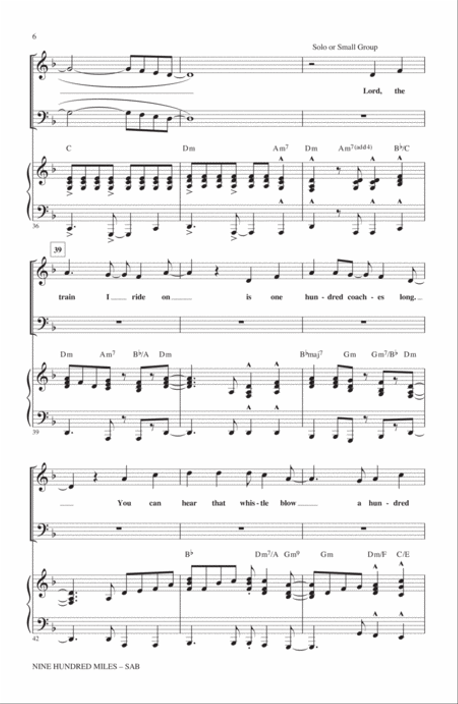 Nine Hundred Miles 3-Part scores gallery preview page 5