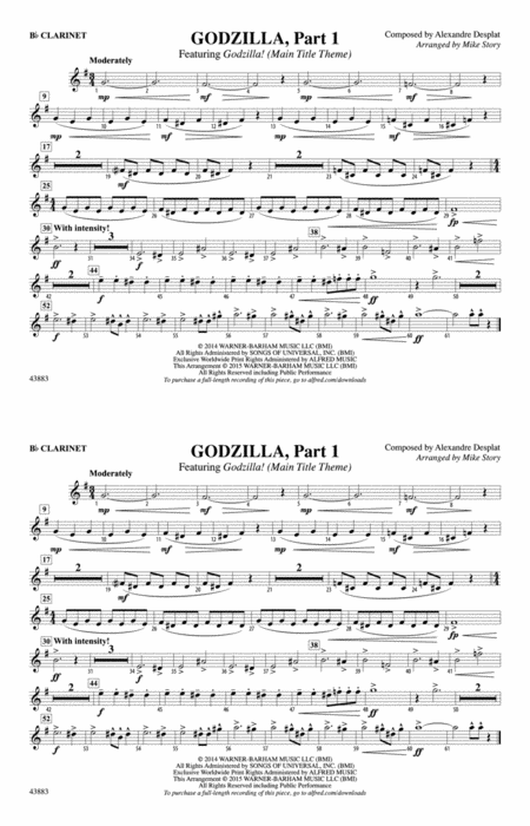 Godzilla, Part 1: 1st B-flat Clarinet