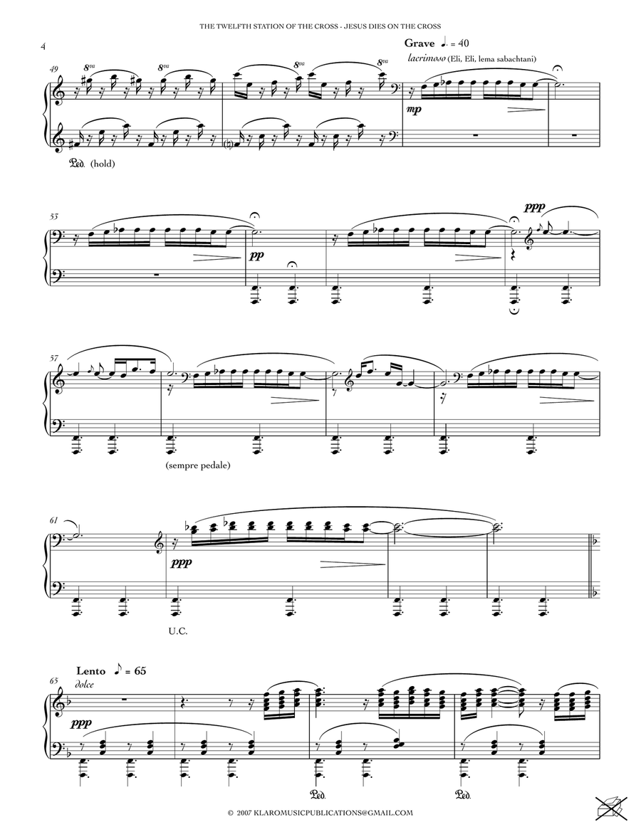 THE TWELFTH STATION OF THE CROSS - JESUS DIES ON THE CROSS Piano Solo scores gallery preview page 4