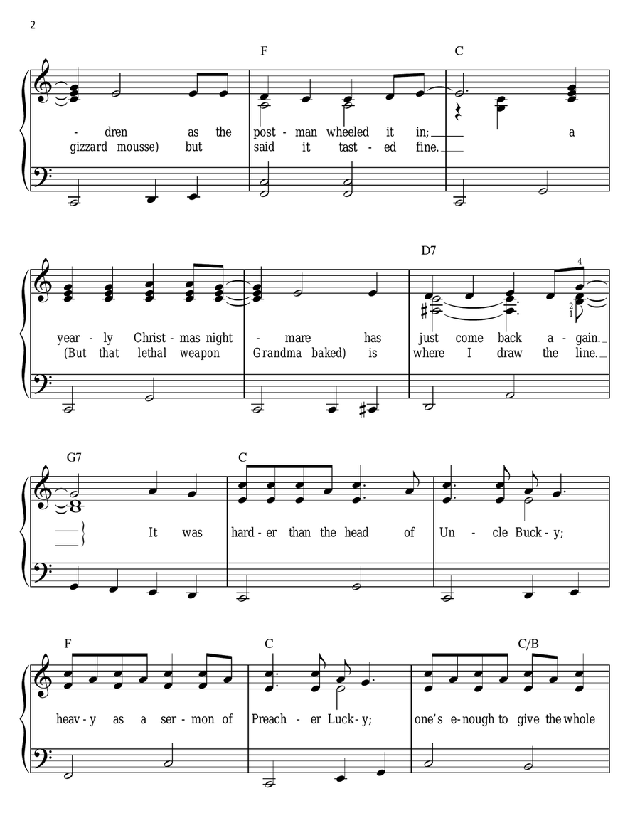 Grandma's Killer Fruitcake Easy Piano scores gallery preview page 2
