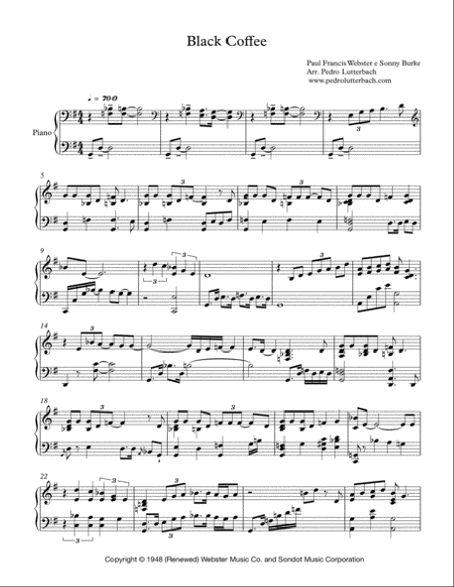Black Coffee Piano Solo scores gallery preview page 1
