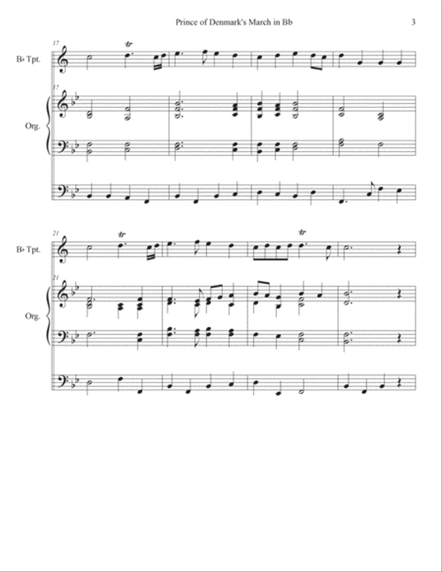 Prince of Denmark's March in Bb (Trumpet Voluntary) Piccolo Trumpet scores gallery preview page 3