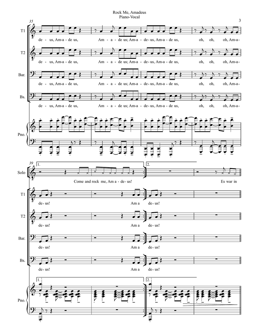 Rock Me Amadeus Rock Me Amadeus TTBB scores gallery preview page 3