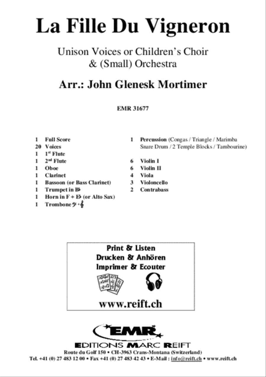La Fille Du Vigneron La Fille Du Vigneron Unison Choir scores gallery preview page 2