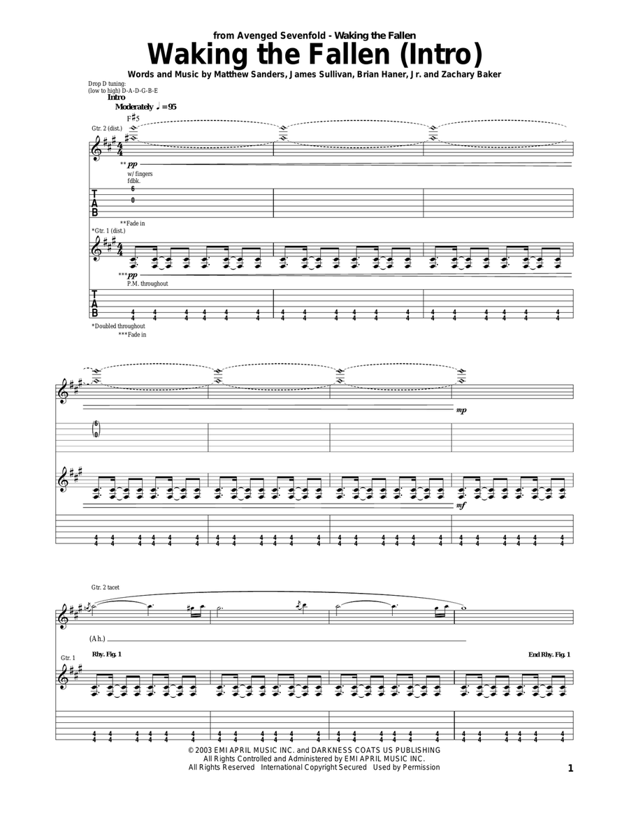 Waking The Fallen (Intro) Acoustic Guitar scores gallery preview page 1