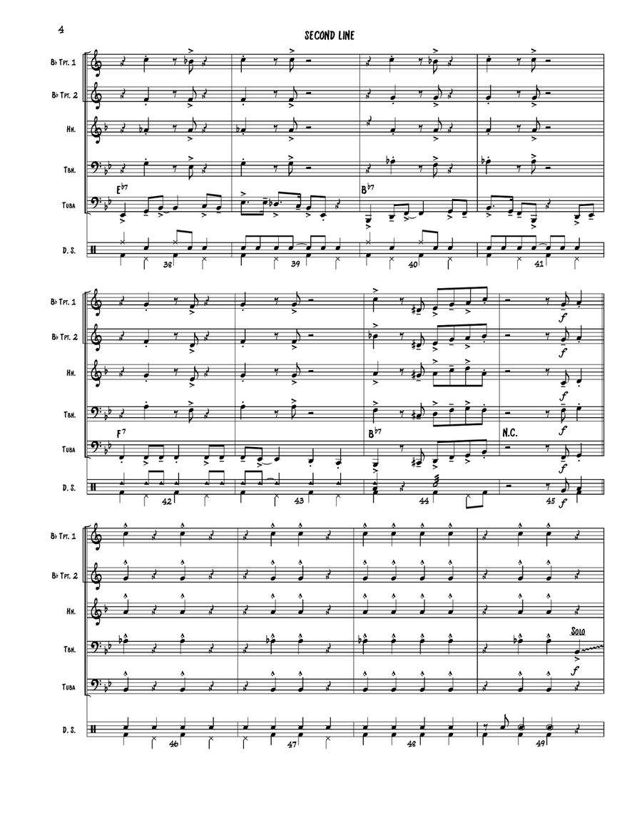 SECOND LINE - Brass Quintet - New Orleans Parade Music Brass Quintet scores gallery preview page 4